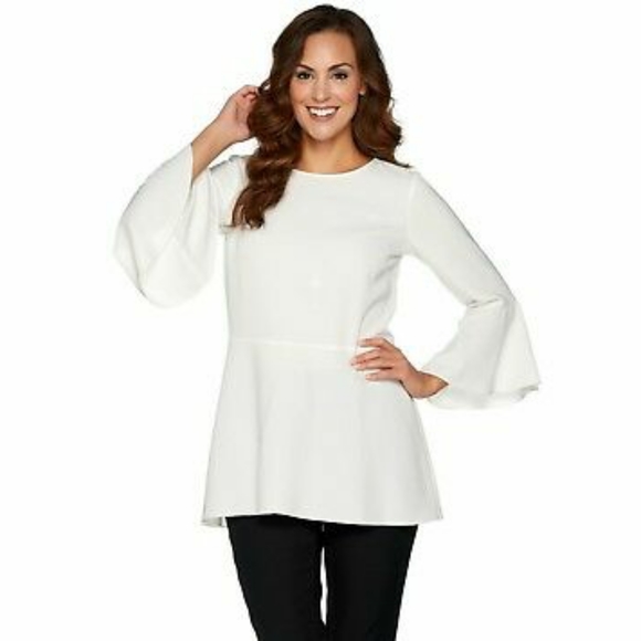 Louis Dell olio flutter sleeve blouse winter white - Picture 1 of 5